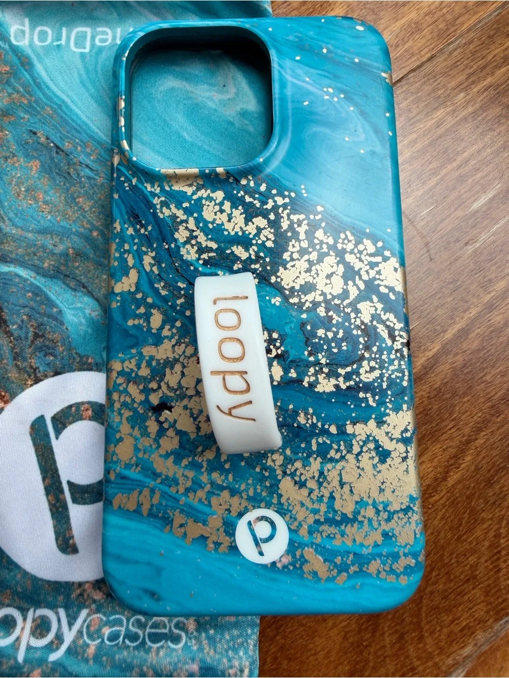 13 Pro Loopy Case Teal Marble Phone Case with Gold Flecks-Jasper.